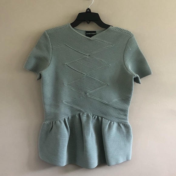 Emporio Armani Tops - Emporio Armani Textured Peplum Top Sage Green